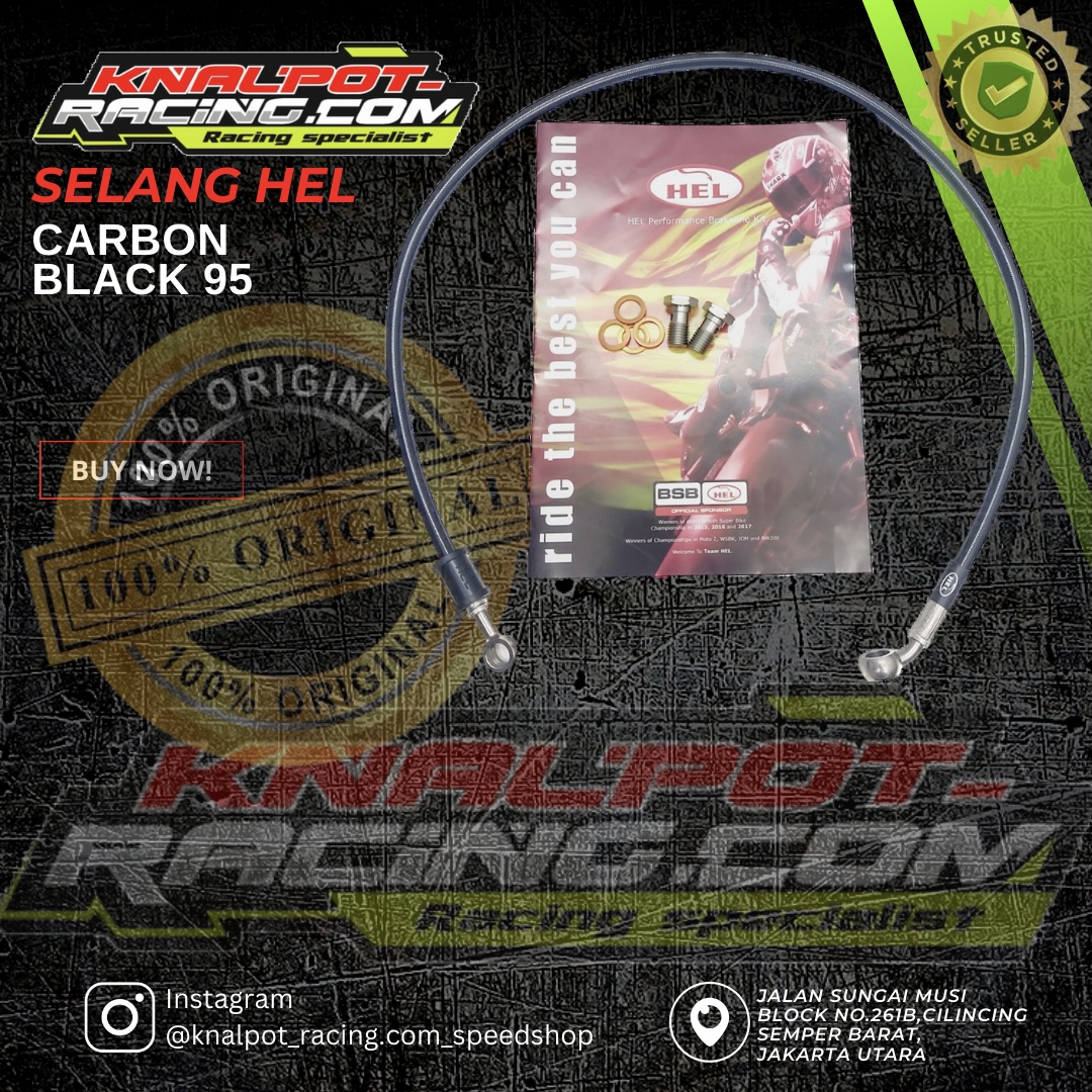 SELANG SLANG HEL WARNA CARBON HITAM BLACK 95 HEL